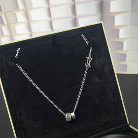 Louis Vuitton LV silver-plated letter ring necklace-3604